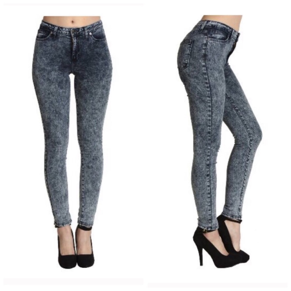 High Rise Acid Wash Stretch Jeans Sz 24